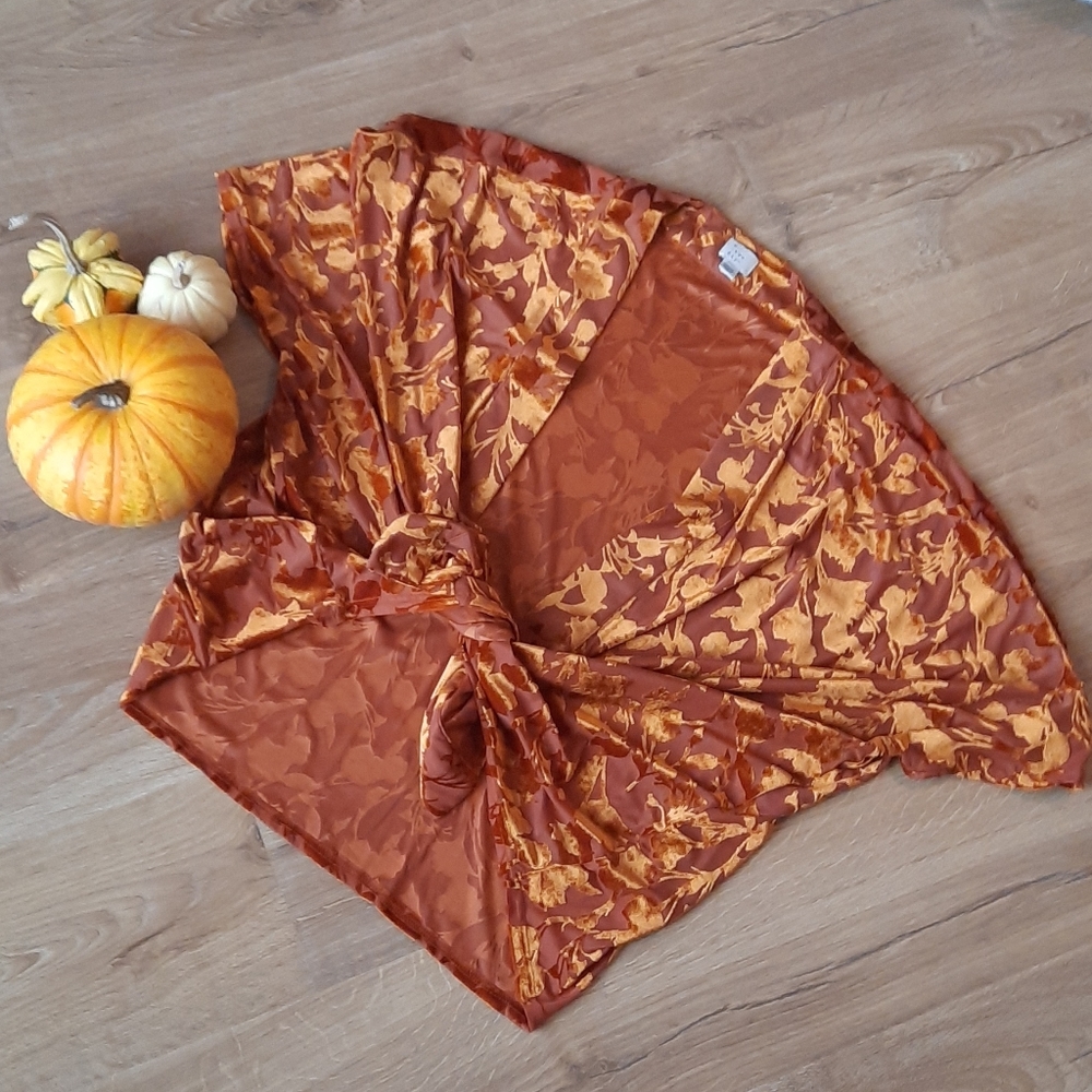 Velvet Burnt Orange Shawl Wrap